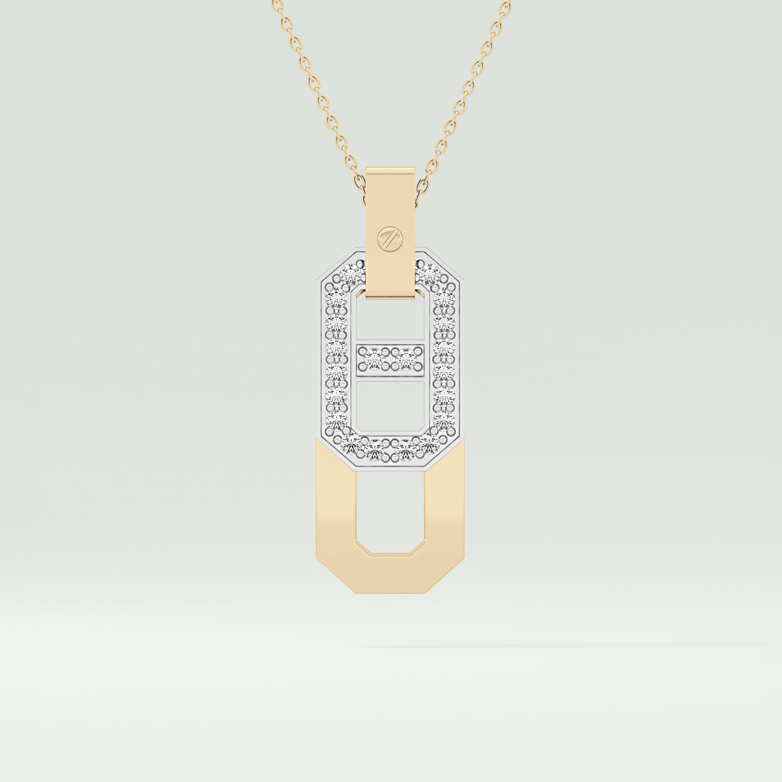 0.30 CT Round Moissanite Diamond Two Tone Connecting Necklace 1